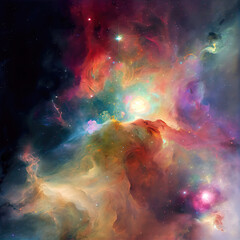 colorful nebula in the galaxy