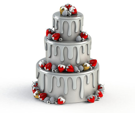 3-Tier Cake Silver Icing