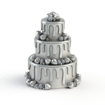 3-Tier Cake all Silver