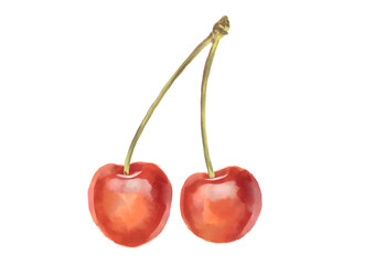 水彩のさくらんぼ01_1