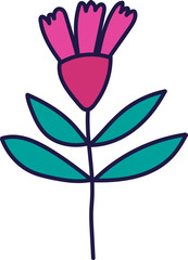 Hand drawn cute flower. Stylized flower in doodle style. Freehand botanical print. Floral element isolated.