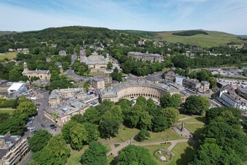 Fototapeta na wymiar Buxton town Derbyshire peak district UK drone aerial view