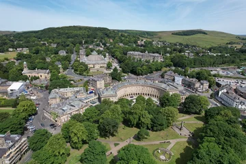 Foto op Canvas Buxton town Derbyshire peak district UK drone aerial view © steve