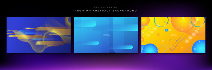 Set of blue and orange abstract background