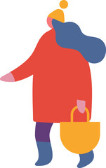 winter. Christmas fair flat people