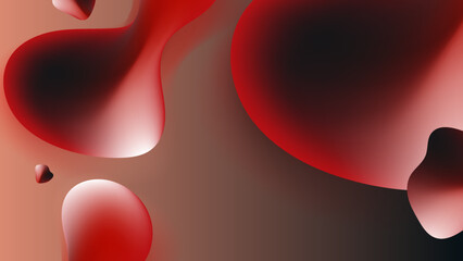 Simple dark red and black abstract background with liquid fluid blob form shapes