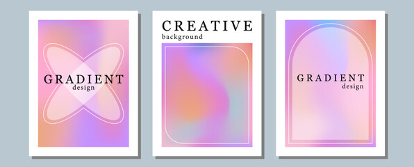 Set of three vector gradient backgrounds for text, design, creativity, presentations. Pink template for text. Gradient