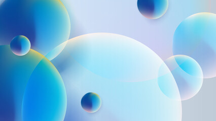 White abstract on gray background with bokeh light blue 3d sphere shapes