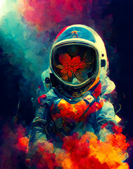 Astronaut floating in space.