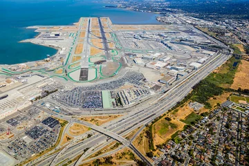 Rolgordijnen San Francisco International Airport Aerial - SFO Runways © Cavan