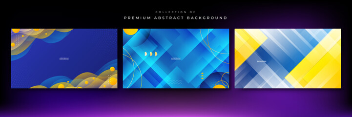 Set of abstract blue and orange background