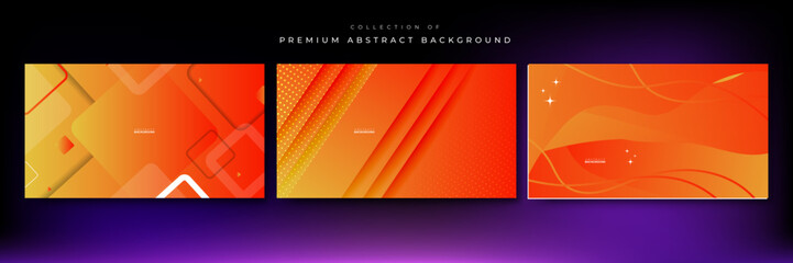 Set of abstract gradient orange modern design background