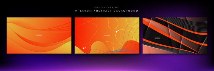Set of abstract gradient orange modern design background