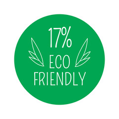 17% Eco-friendly, green round sticker.