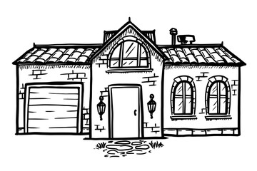 Family house vector illustration on white background