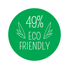 49% Eco-friendly, green round sticker.