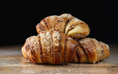 Fresh traditional polish pastry with poppy-seed filling and nuts. St. Martin's croissant, Rogal marciński or świętomarciński.