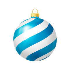 Blue Christmas tree toy with lines Realistic color illustration