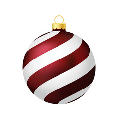Dark red Christmas tree toy or ball Volumetric and realistic color illustration