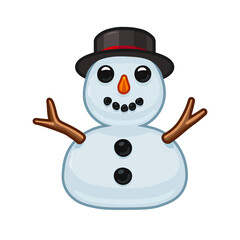 Funny cartoon snowman icon with hat for web and app