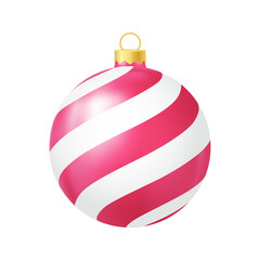 Pink Christmas tree toy with lines Realistic color illustration