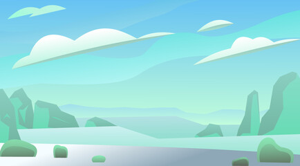 Arctic. Winter landscape. Harsh cold nature. Snow and ice frost. Cartoon fun style. Flat design. Vector
