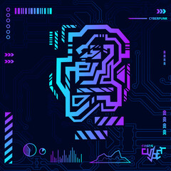 Cyberpunk design with dark background. Abstract technology vector illustration.