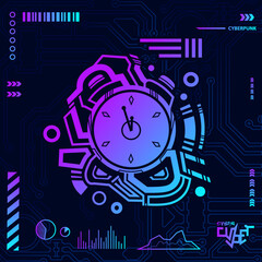Cyberpunk design with dark background. Abstract technology vector illustration.