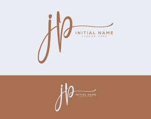 jp initial handwritten signature logo design