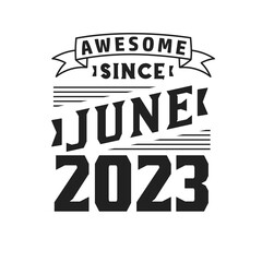 Awesome Since June 2023. Born in June 2023 Retro Vintage Birthday