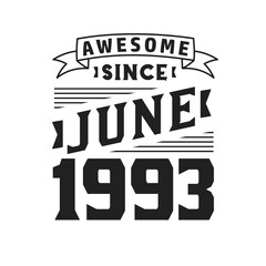 Awesome Since June 1993. Born in June 1993 Retro Vintage Birthday