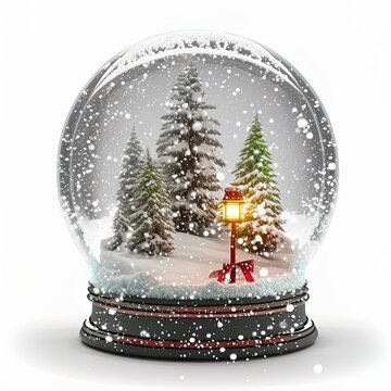 3d Christmas Snow Globe On Isolated White Background. Holiday, Celebration, December, Merry Christmas