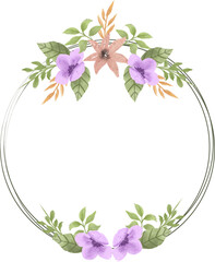 elegant purple watercolor flower wreath decoration