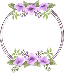 elegant purple watercolor flower wreath decoration