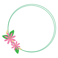 Flower circular frame on a white background in vector. Decorative element.