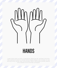 Praying hands open, hand gesture. Islam. Thin line icon. Vector illustration.
