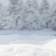 Fototapeta na wymiar Christmas, Winter background, White snow covered forest tree, copy space. 3d