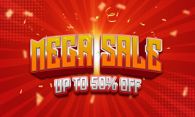 Mega sale editable text effect 3d style banner template design background