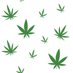 Marijuana seamless pattern on white background for textile and typography.