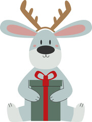 Fototapeta na wymiar Vector illustration of bunny with a gift box