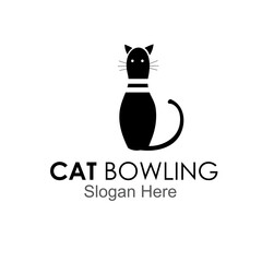 cat bowling logo design vector