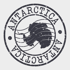 Antarctica Silhouette Postal Passport. Stamp Round Vector Icon. Design Travel Postmark.  - obrazy, fototapety, plakaty
