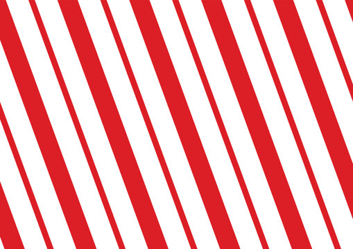 Stripes candy cane pattern. Diagonal straight lines Christmas background. Red and white peppermint wrapping paper. Simple trendy backdrop illustration
