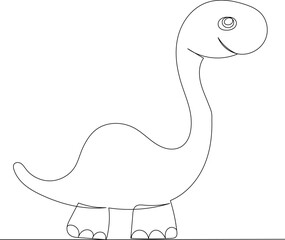 cute dinosaur continuous line drawing, vector
