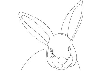 rabbit peeking out continuous line drawing, vector