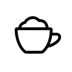 Cup milk mug coffee tea hot drink flat line drawn style vector icon pictogram - 544704949