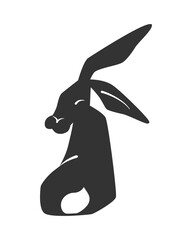 Black Rabbit sit up. Minimalist vector illustration on white background