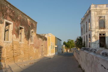 Fototapeta premium Street in the Stone Town of the Island of Mozambique at sunset, Mozambique
