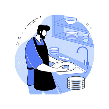 Dishwashing Station Isolated Cartoon Vector Illustrations.