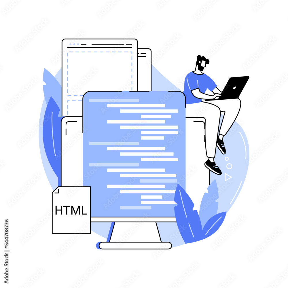 Poster html coding isolated cartoon vector illustrations.